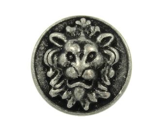Lion Metal Buttons - Antique Silver Lion Metal Shank Buttons - 22mm - 7/8 inch - 2 pcs