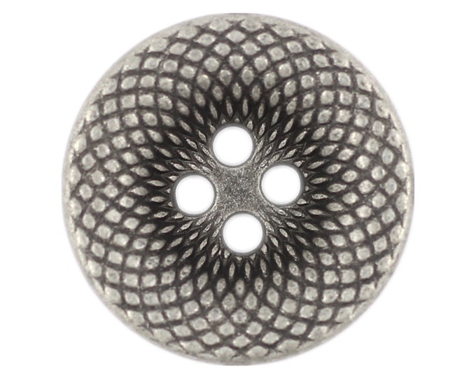 Metal Buttons - Interweave Pattern Antique Silver Concave Hole Buttons - 20mm - 3/4 inch - 6 pcs