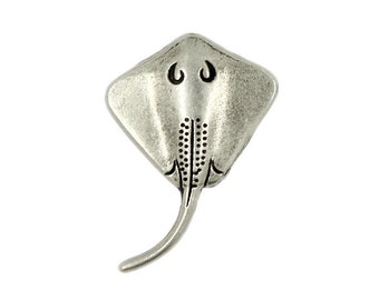 Metal Buttons - Stingray Antique Silver Metal Shank Buttons - 22mm - 7/8 inch - 6 pcs