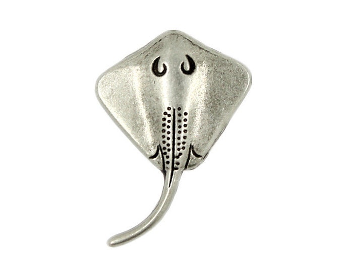 Metal Buttons - Stingray Antique Silver Metal Shank Buttons - 22mm - 7/8 inch - 6 pcs