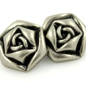 Metal Buttons - Rose Bud Shaped Gray Silver Metal Shank Buttons - 20mm - 3/4 inch - 6 pcs