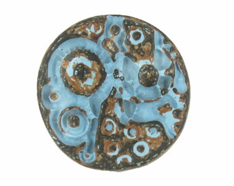 Metal Buttons - Watch Movement Blue Patina Metal Shank Buttons - 20mm - 3/4 inch - 6 pcs