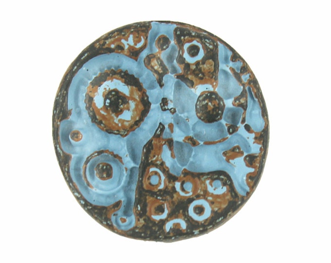 Metal Buttons - Watch Movement Blue Patina Metal Shank Buttons - 20mm - 3/4 inch - 6 pcs