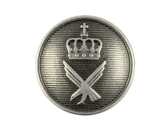 Metal Buttons - Crown and Eagle Gray Silver Metal Shank Buttons - 18mm - 11/16 inch - 6 pcs