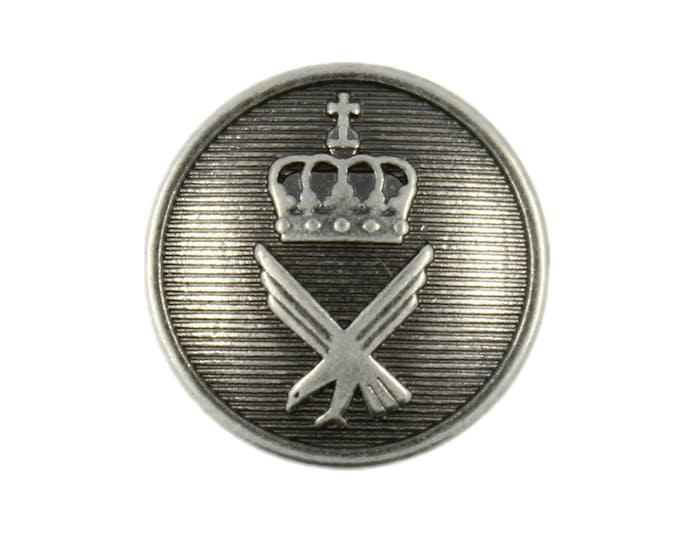 Metal Buttons - Crown and Eagle Gray Silver Metal Shank Buttons - 18mm - 11/16 inch - 6 pcs