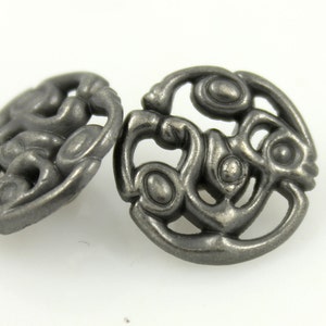 Metal Buttons - Abstract Lattice Gray Silver Metal Shank Buttons - 15mm - 5/8 inch - 6 pcs