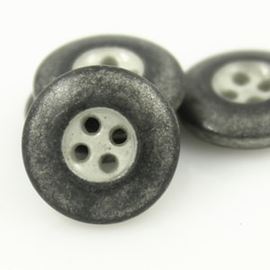 Metal Buttons - Thick Edge Design Gunmetal White Center Metal Hole Buttons  - 15mm - 5/8 inch - 6 pcs