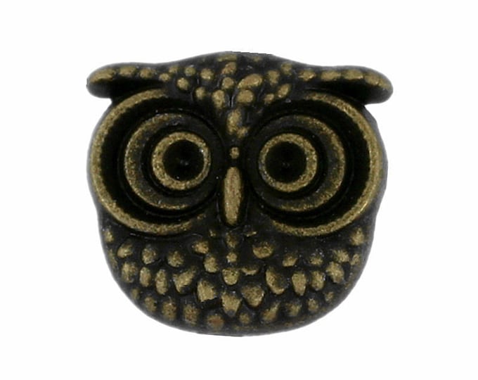 Owl Metal Buttons - Owl Antique Brass Metal Shank Buttons - 16mm - 5/8 inch - 6 pcs
