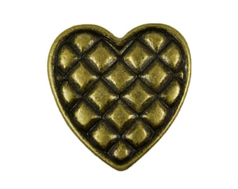 Metal Buttons - Antique Brass Lattice Heart Metal Shank Buttons - 18mm - 11/16 inch - 6 pcs