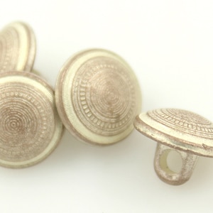 Metal Buttons - Small Light Copper Patina Round Metal Shank Buttons - 10mm - 3/8 inch - 6 pcs