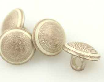 Metal Buttons - Small Light Copper Patina Round Metal Shank Buttons - 10mm - 3/8 inch - 6 pcs