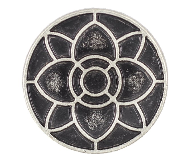 Flower Blossom Antique Silver Metal Shank Buttons - 20mm - 3/4 inch - 6 pcs
