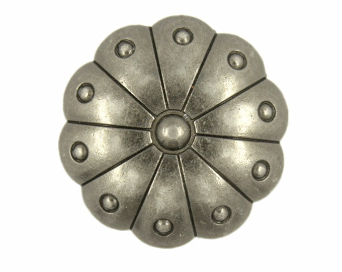 Metal Buttons - Gray Silver Grand Flower Metal Shank Buttons - 30mm - 1 3/16 inch - 2 pcs
