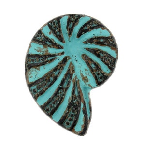 Metal Buttons - Ammonite Green Patina Metal Shank Buttons - 20mm - 3/4 inch - 6 pcs