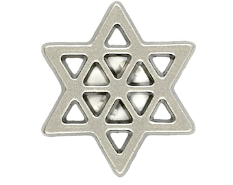 Metal Buttons - Hexagon Pearl Silver Openwork Metal Shank Buttons - 18mm - 11/16 inch - 6 pcs