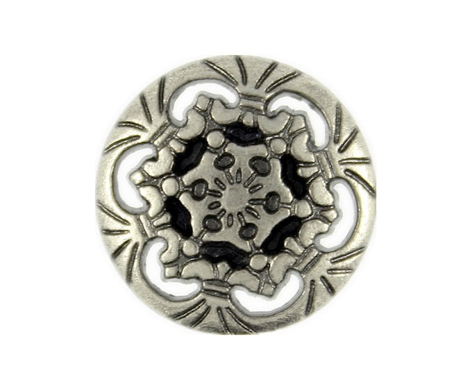 Metal Buttons - Openwork Snowflake Gray Silver Metal Shank Buttons - 15mm - 5/8 inch - 6 pcs