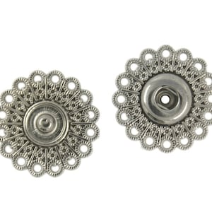 Daisy Metal Snap Buttons in Gray Silver Color - 20mm - 3/4 inch - 5 sets
