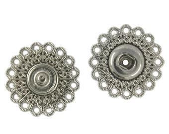 Daisy Metal Snap Buttons in Gray Silver Color - 20mm - 3/4 inch - 5 sets
