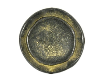 Metal Buttons - Rustic Circles Metal Shank Buttons in Gunmetal Yellow Color - 14mm - 9/16 inch - 6 pcs