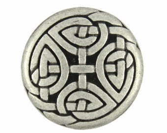 Metal Buttons - Eternal Knot Antique Silver Metal Shank Buttons  - 23mm - 7/8 inch - 3 pcs