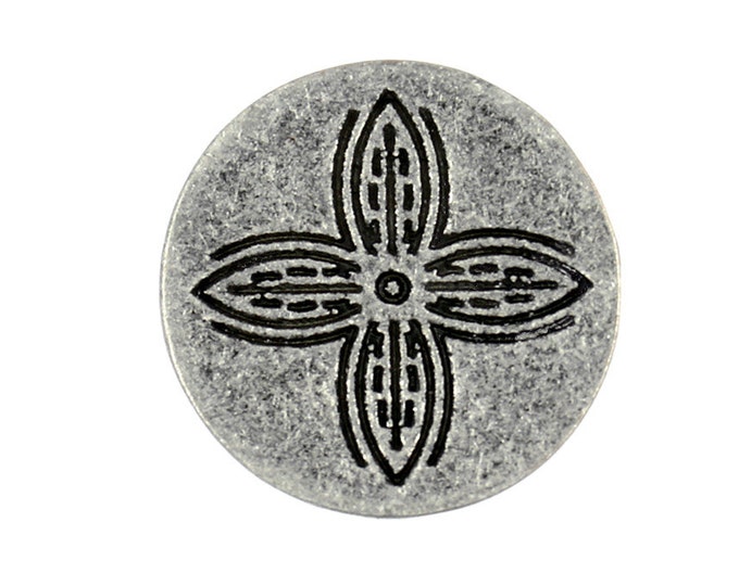 Flower Metal Buttons - Antique Silver Matthiola Carving Metal Shank Buttons - 21mm - 13/16 inch - 2 pcs