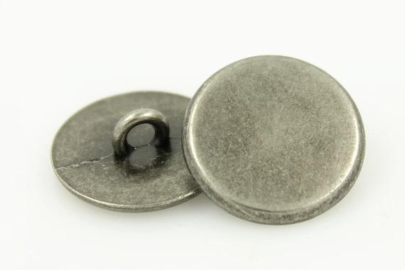 Metal Buttons Gray Silver Flat Round Metal Shank Buttons 18mm 11