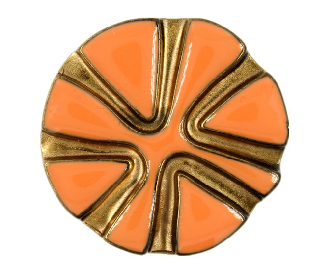 Metal Buttons - Orange Sun Ray Antique Gold Metal Shank Buttons - 30mm - 1 3/16 inch - 4 pcs