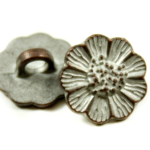 Metal Buttons Flower Mandala Copper White Patina Metal Shank - Etsy