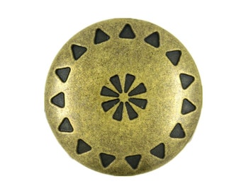 Metal Buttons - Wreath Pattern Antique Brass Metal Shank Buttons - 23mm - 7/8 inch - 6 pcs