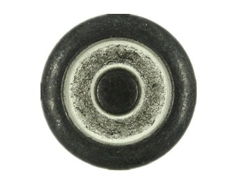Metal Buttons - Gunmetal White Concentric Metal Shank Buttons - 23mm - 7/8  inch - 6 pcs
