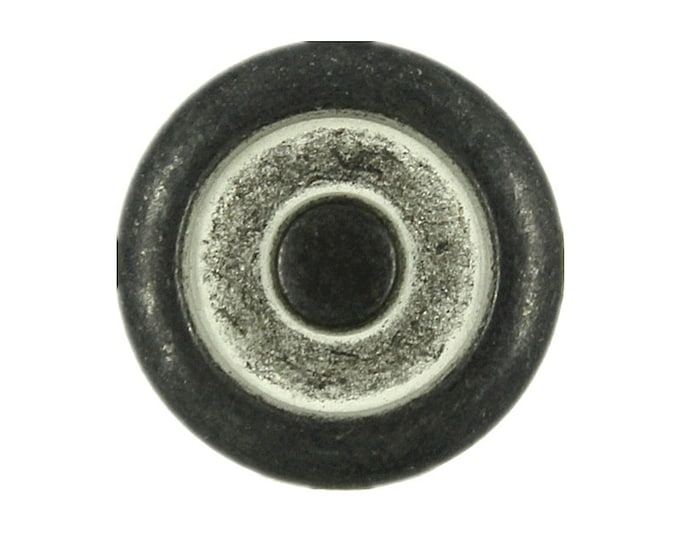 Metal Buttons - Gunmetal White Concentric Metal Shank Buttons - 23mm - 7/8  inch - 6 pcs