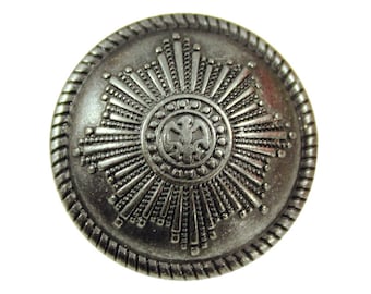 Metal Buttons - Rays Emblem Metal Shank Buttons in Gunmetal Color - 23mm - 7/8 inch - 6 pcs