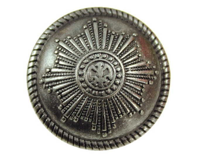 Metal Buttons - Rays Emblem Metal Shank Buttons in Gunmetal Color - 23mm - 7/8 inch - 6 pcs
