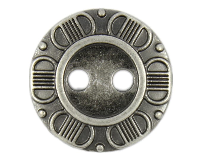 Metal Buttons - Petals Edge Gray Silver Metal Hole Buttons - 19mm - 3/4 inch - 6 pcs