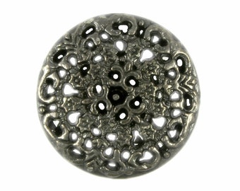 Metal Buttons - Gray Silver Hoya flower Metal Shank Buttons - 17mm - 11/16 inch - 6 pcs