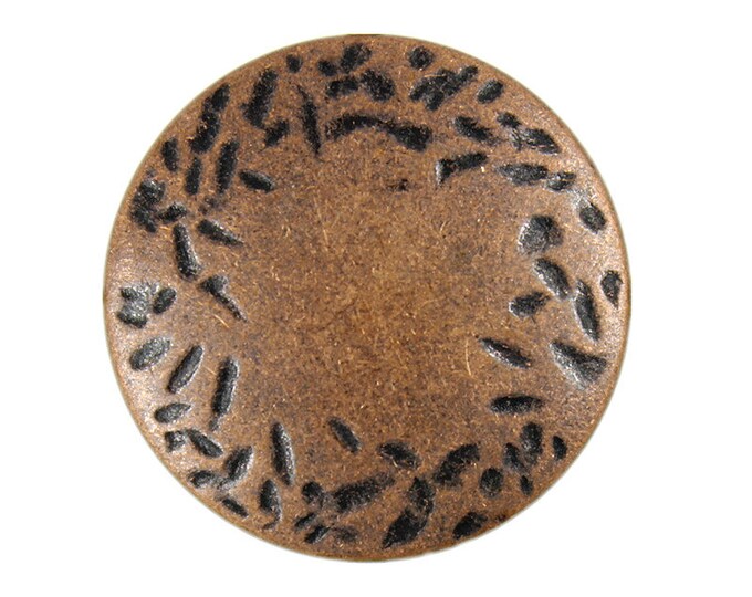 Metal Buttons - Hammered Edge Antique Copper Metal Buttons - 25mm - 1 inch - 6 pcs