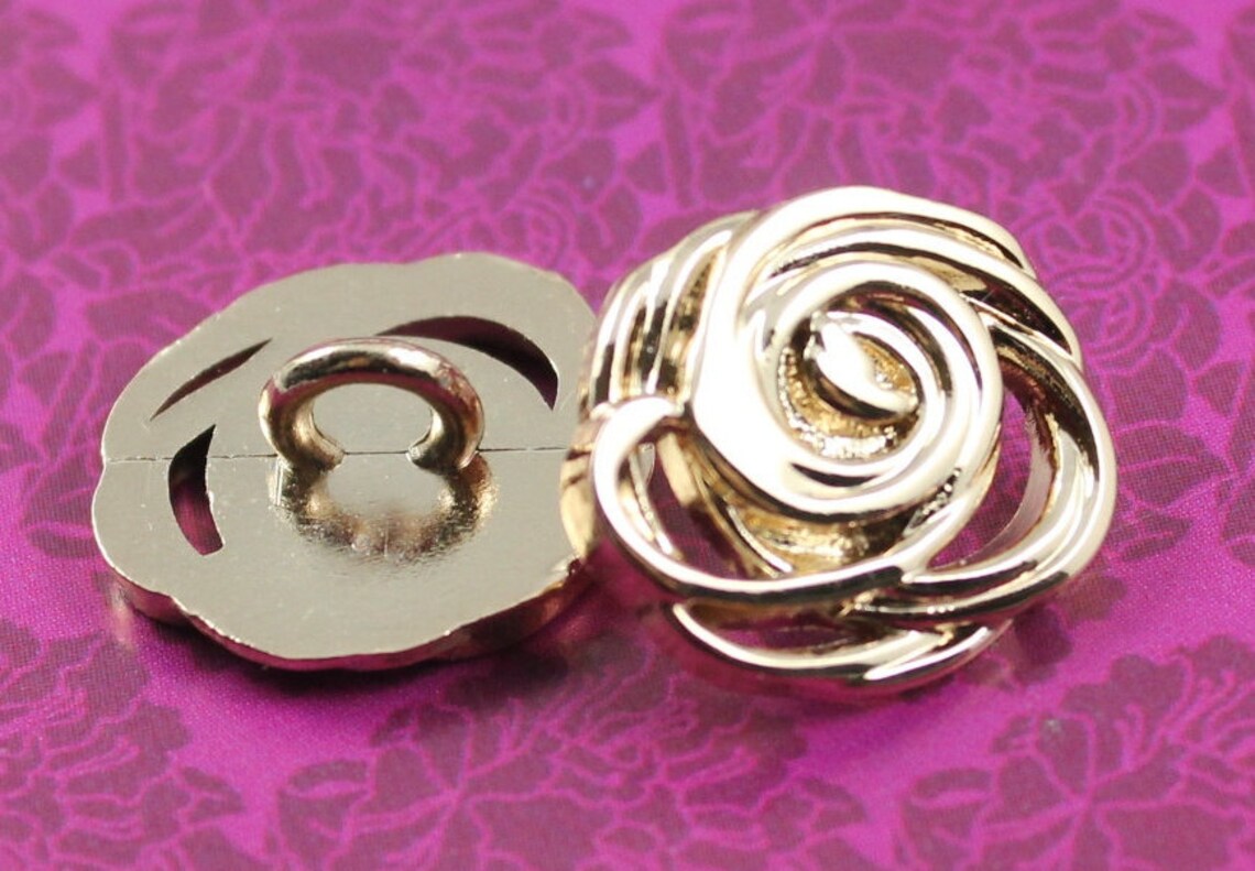 Metal Buttons - Abstract Spiral Gold Metal Shank Buttons - 15mm - 5/8 ...