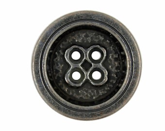Metal Buttons - Black Gunmetal Solid Hole Metal Buttons - 27mm - 1 /16 inch - 4 pcs