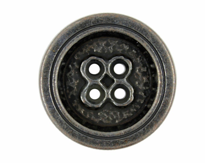 Metal Buttons - Black Gunmetal Solid Hole Metal Buttons - 27mm - 1 /16 inch - 4 pcs