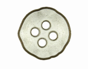 Metal Buttons - Brass White Concave Hole Buttons - 20mm - 3/4 inch - 6 pcs