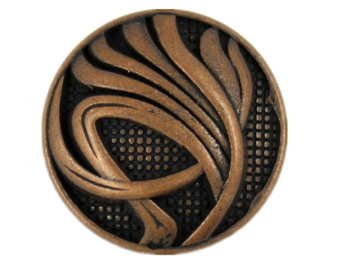 Metal Buttons - Dynamic Water Metal Shank Buttons in Antique Copper Color - 20mm - 3/4 inch - 4 pcs
