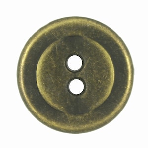 Metal Buttons - Layered Circles Metal Hole Buttons in Antique Brass Color - 20mm - 3/4 inch - 6 pcs