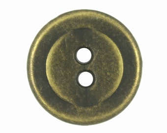 Botones - capas círculos agujero botones de Metal en Color bronce antiguo - de metal 20mm - 3/4 pulgada - 6 piezas