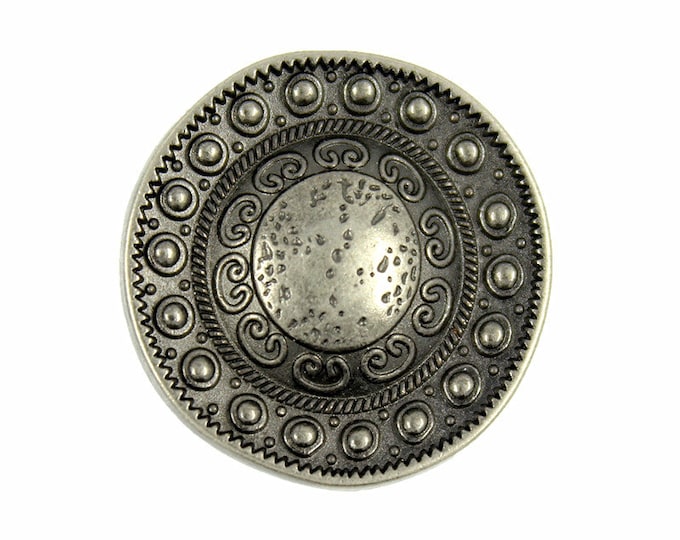 Metal Buttons - Beads around the Dome Gray Silver Metal Shank Buttons - 23mm - 7/8 inch - 6 pcs