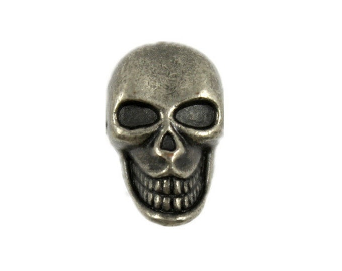 Gray Silver Skull Metal Shank Buttons - 16mm - 5/8 inch - 6 pcs