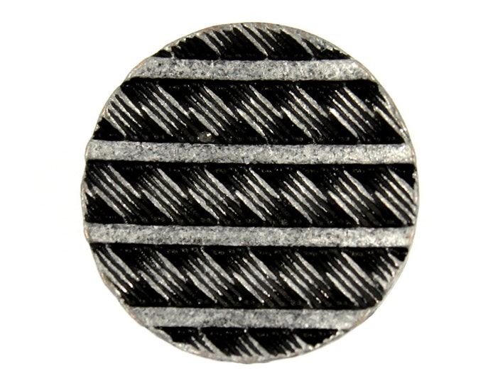 Metal Buttons – Twill Wicker Pattern Antique Silver Metal Shank Buttons - 18mm - 11/16 inch - 2 pcs