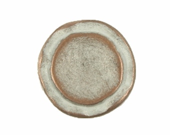 Metal Buttons - Rustic Circles Metal Shank Buttons in Copper White Patina - 14mm - 9/16 inch - 6 pcs