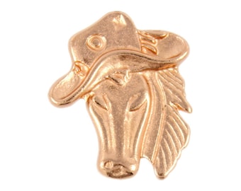 Horse Metal Buttons - Cowboy Horse Rose Gold Metal Shank Buttons - 23mm - 7/8 inch - 3 pcs