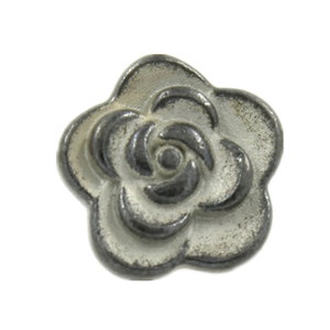 Metal Buttons - Gunmetal White Color Rose Metal Shank Buttons - 8mm - 5/16 inch - 10 pcs