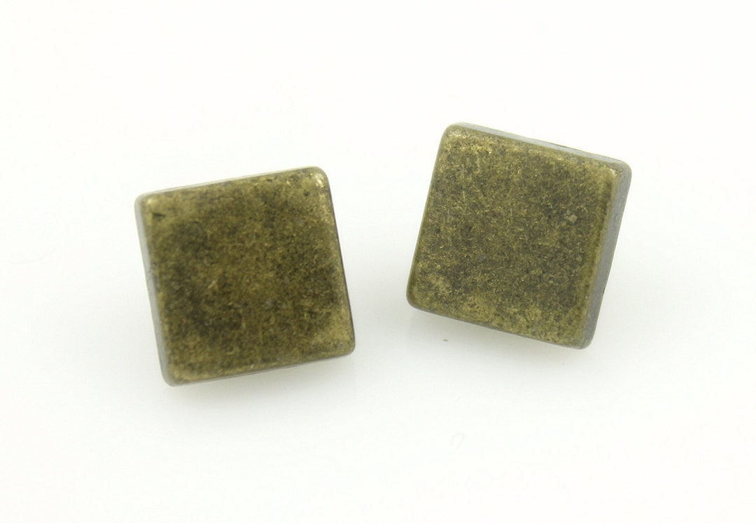 Metal Buttons - Square Antique Brass Metal Shank Buttons - 9mm - 5/16 ...